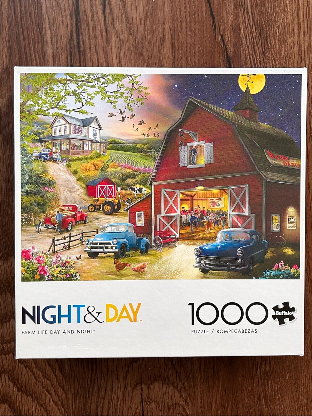 Farm Life Day & Night 1000-Piece Jigsaw Puzzle - Red Barn Scene Buffalo Games